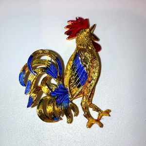 Rooster Brooch Pin Robert Mandel Gold Tone Highly Collectible
